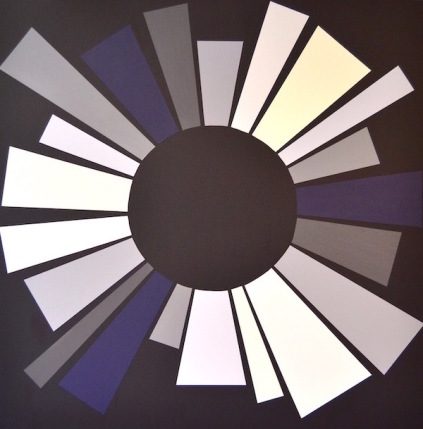 Livshjul blå, akryl på lærred, 100 x 100 cm, 2014