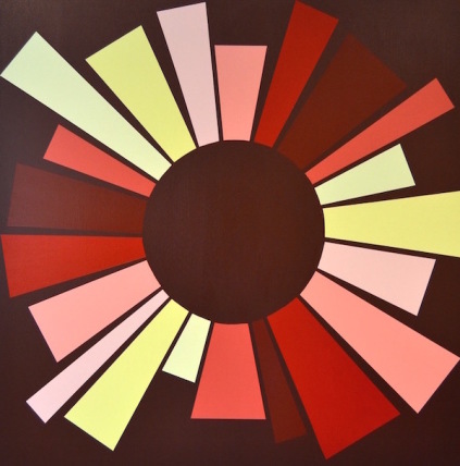 Livshjul rød, akryl på lærred, 100 x 100 cm, 2014